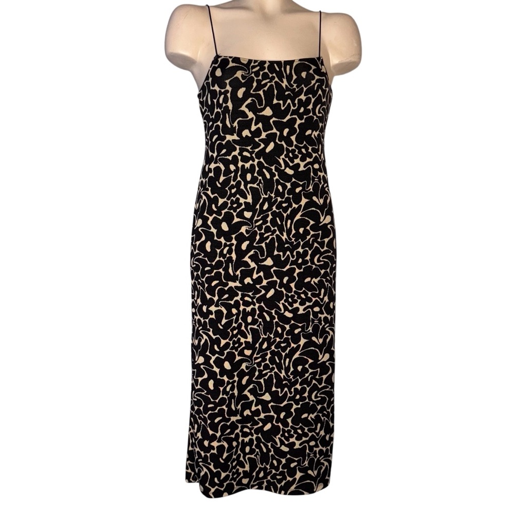 Zara Black and Cream Midi Dress size Large